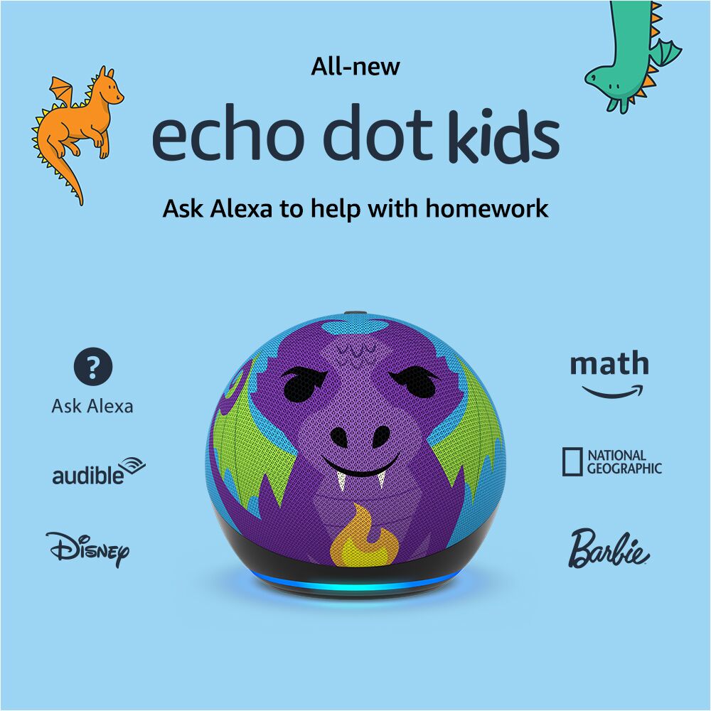 Amazon – Echo Dot Kids (5e génération, sortie en 2022) avec Alexa – Fire Dragon