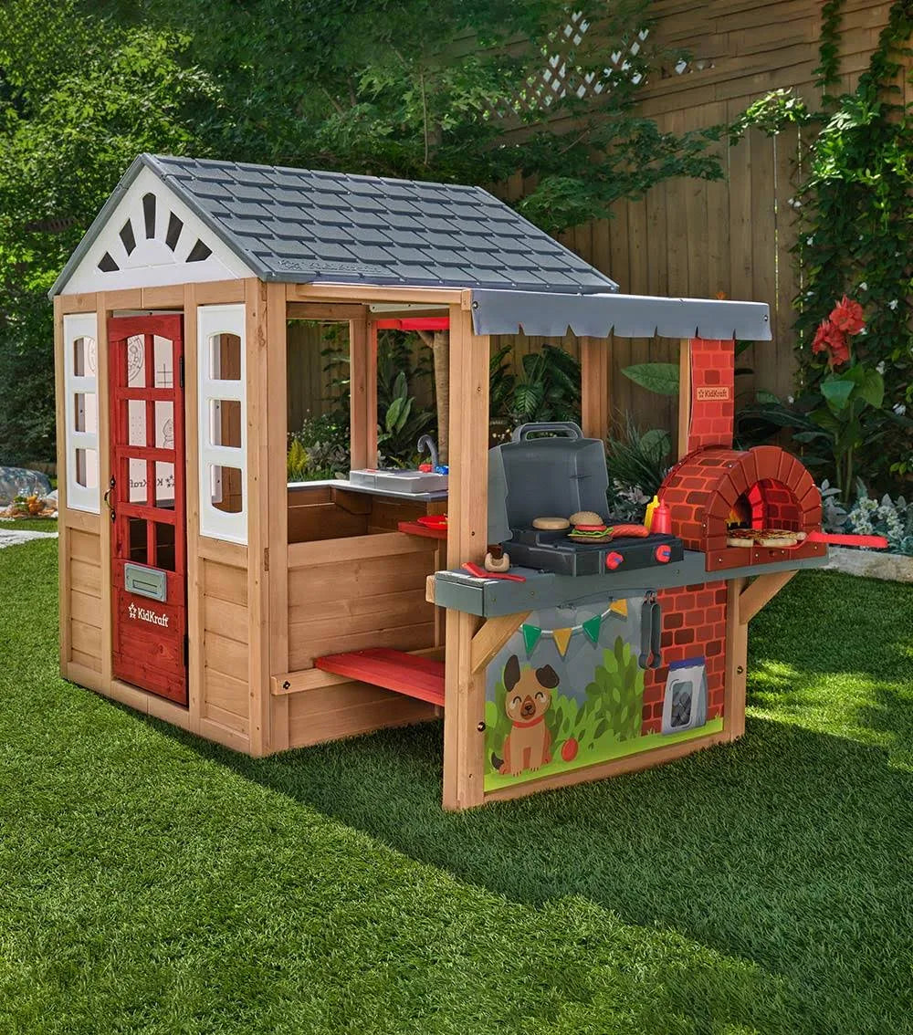 2025 KidKraft Grill & Chill Pizza Party Trælegehus Udendørs