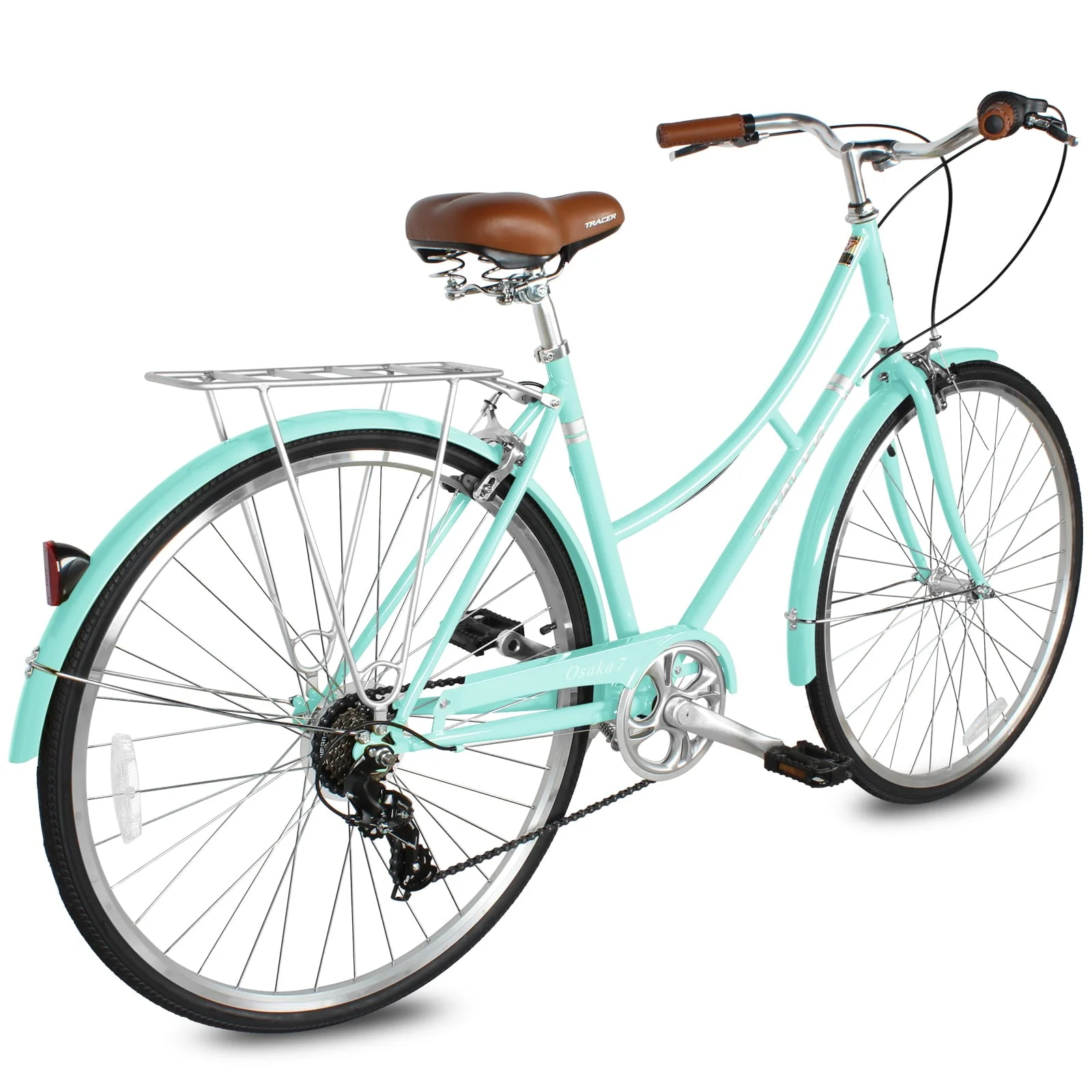 Tracer Osaka Women'S Hybrid City Bike 15" Acquamarine Steel Frame Shimano 7 Speed 28" Wheels Urban Commuter