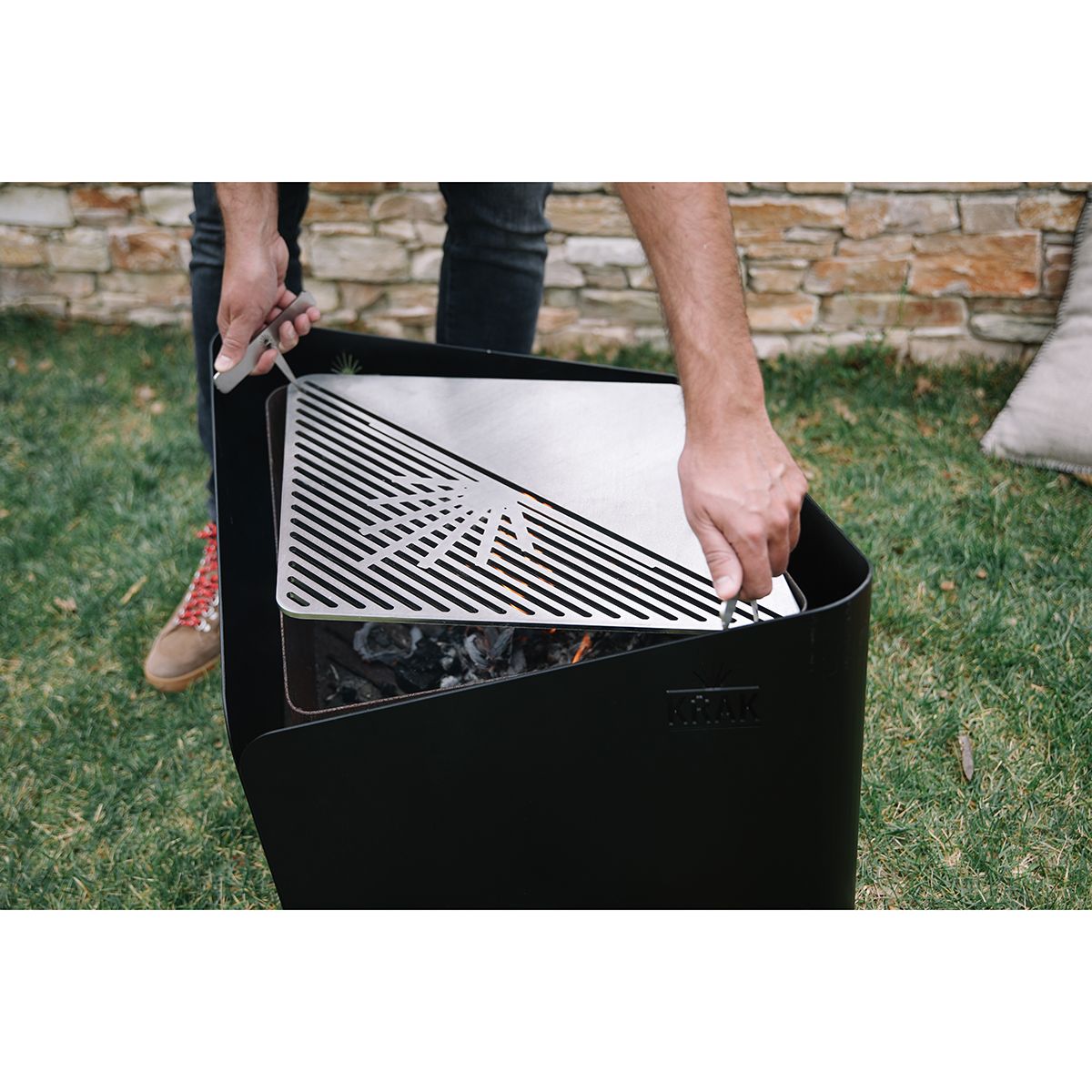 Brasero Krak Noir 3 En 1 - Levant + Grille + Plateau Noir