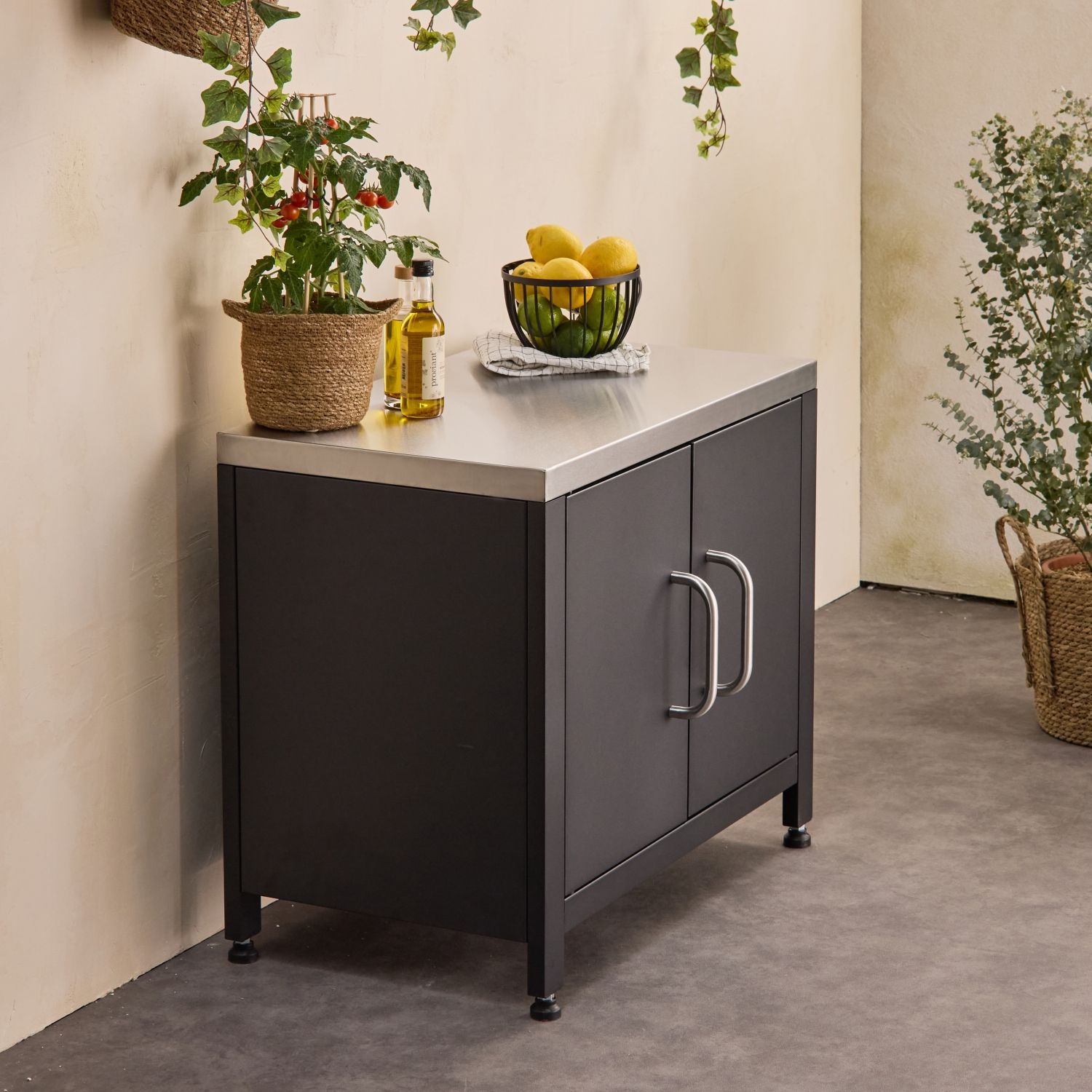 Udendørs stålkøkken, 80 cm, sort