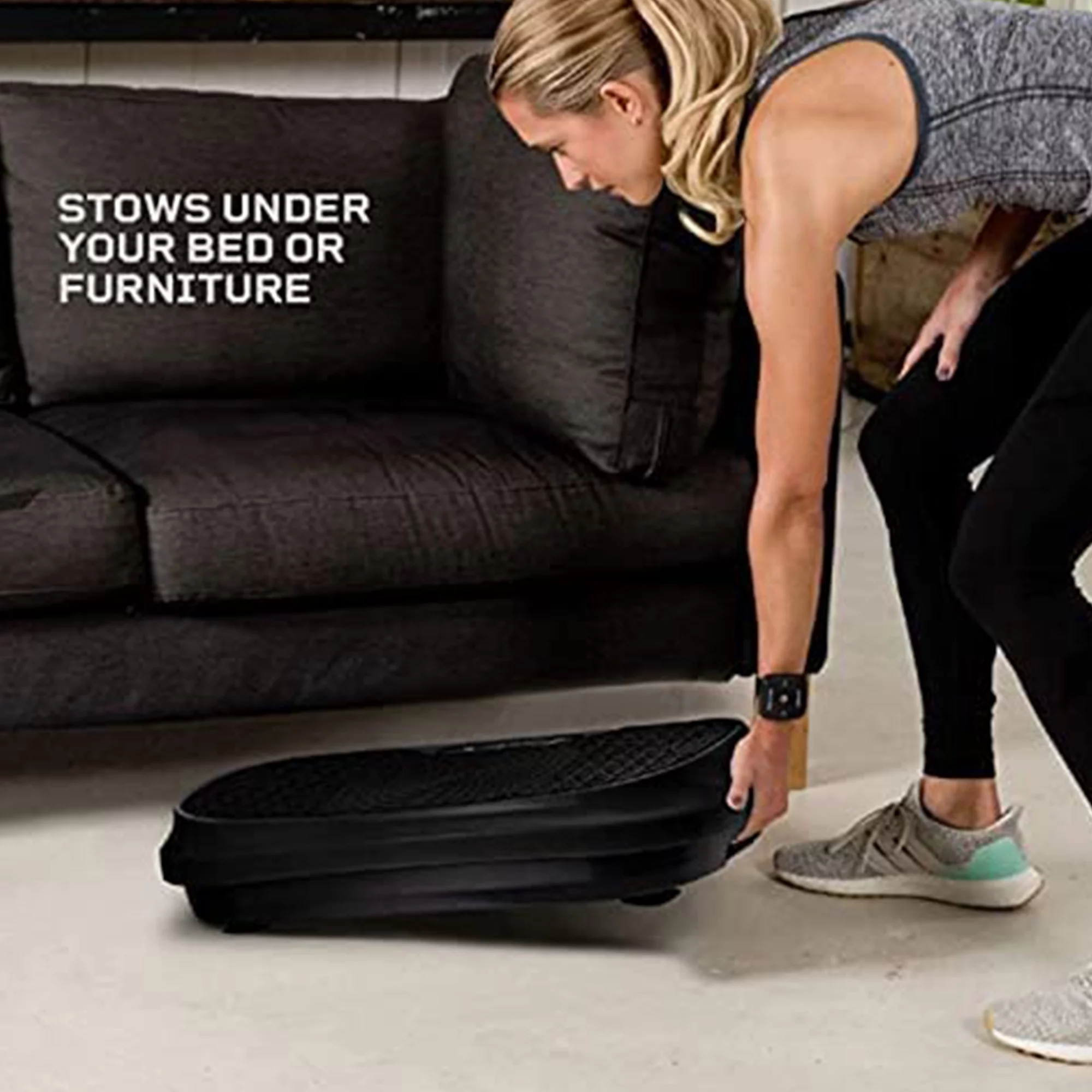 2025 LifePro Waver Mini – Kompakt vibrationsplatform med træningsbånd. Sort