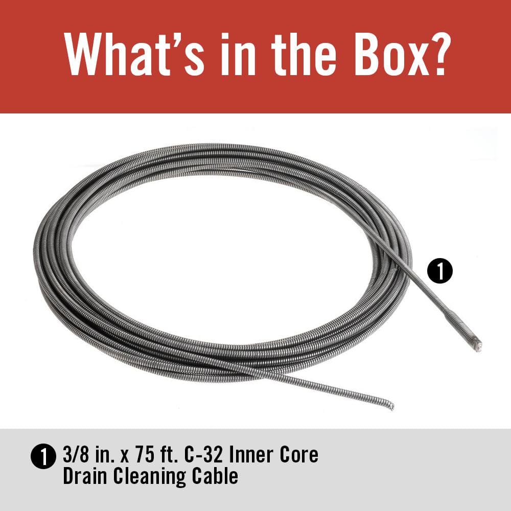 2025 Udskiftning C-32 IC indvendig kernekabel til K-3800 afløbsrensemaskine - 3/8 x 75 ft. Katalog 37847