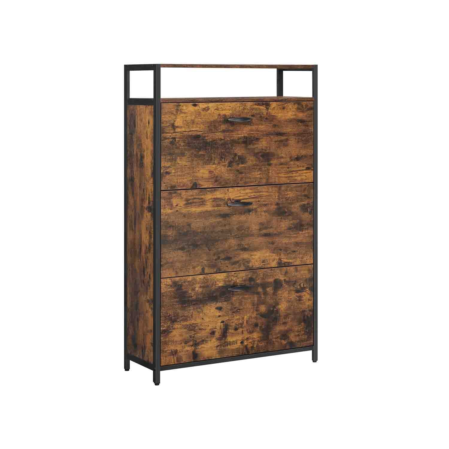 Meuble à chaussures rustique marron et noir