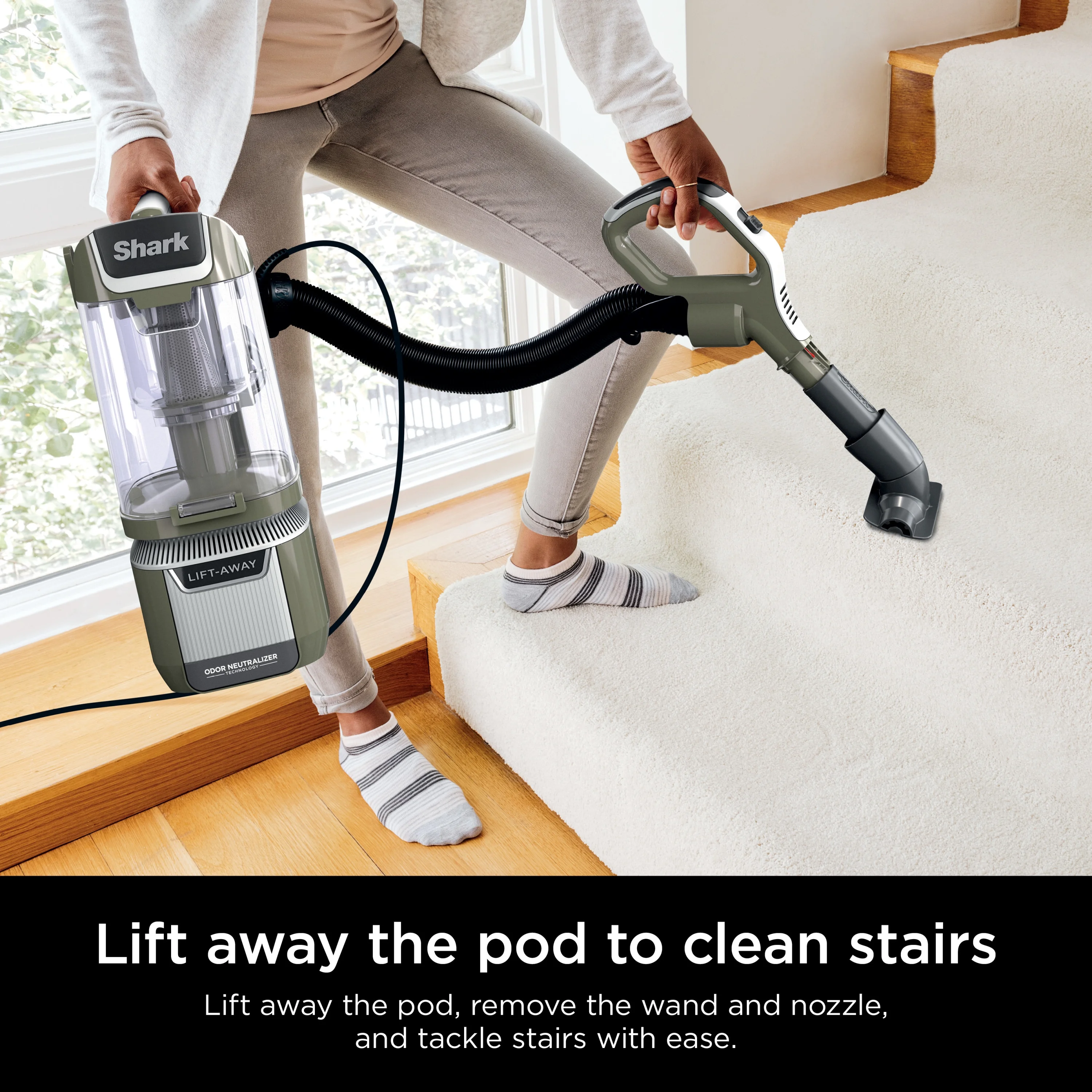 Shark Upright Vacuum, Rotator Pet Lift - Away ADV, Pet Friendly, Bagless, Duoclean Powerfins Hairpro Brushroll, HEPA Filter, Hard Floor and Carpet, Swivel Steering, LED Lights, LA700, Sage