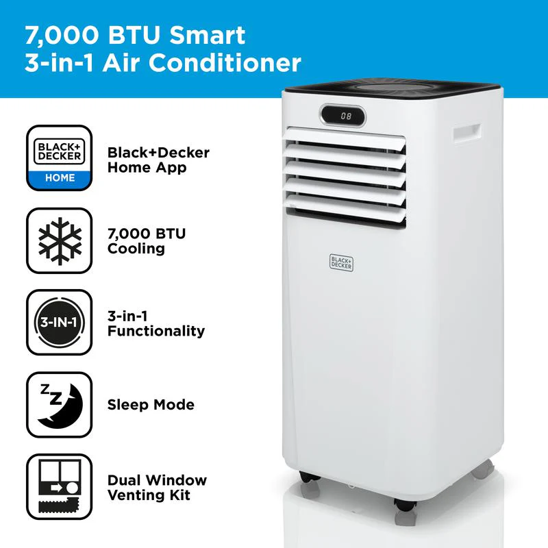 2025 Black+Decker BXAC40024GB 7000 BTU Smart Mobil Klimaanlæg