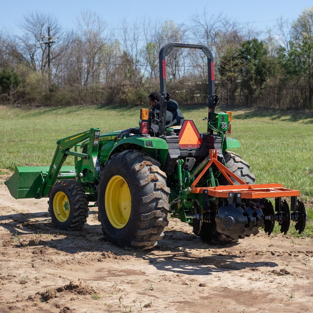 Titan Attachments 3 Point 4ft Notched Disc Harrow Plow Attachment for Cat 1 Tractors, Concave Discs for Tilling, Loosening and Lifting Soil
