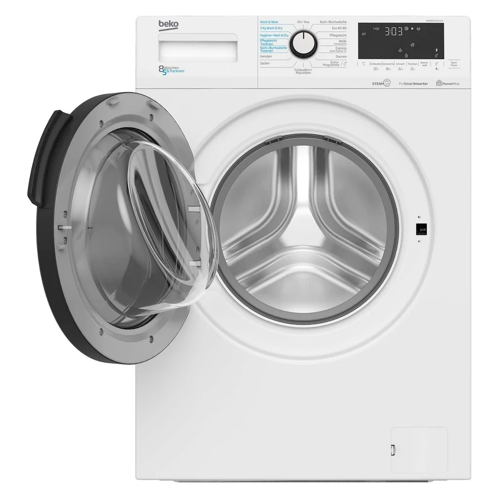 2025 Beko WDW85141 Steam1 vaskemaskine/tørretumbler. 1400 o/min. XL-dør. Damp. Hvid