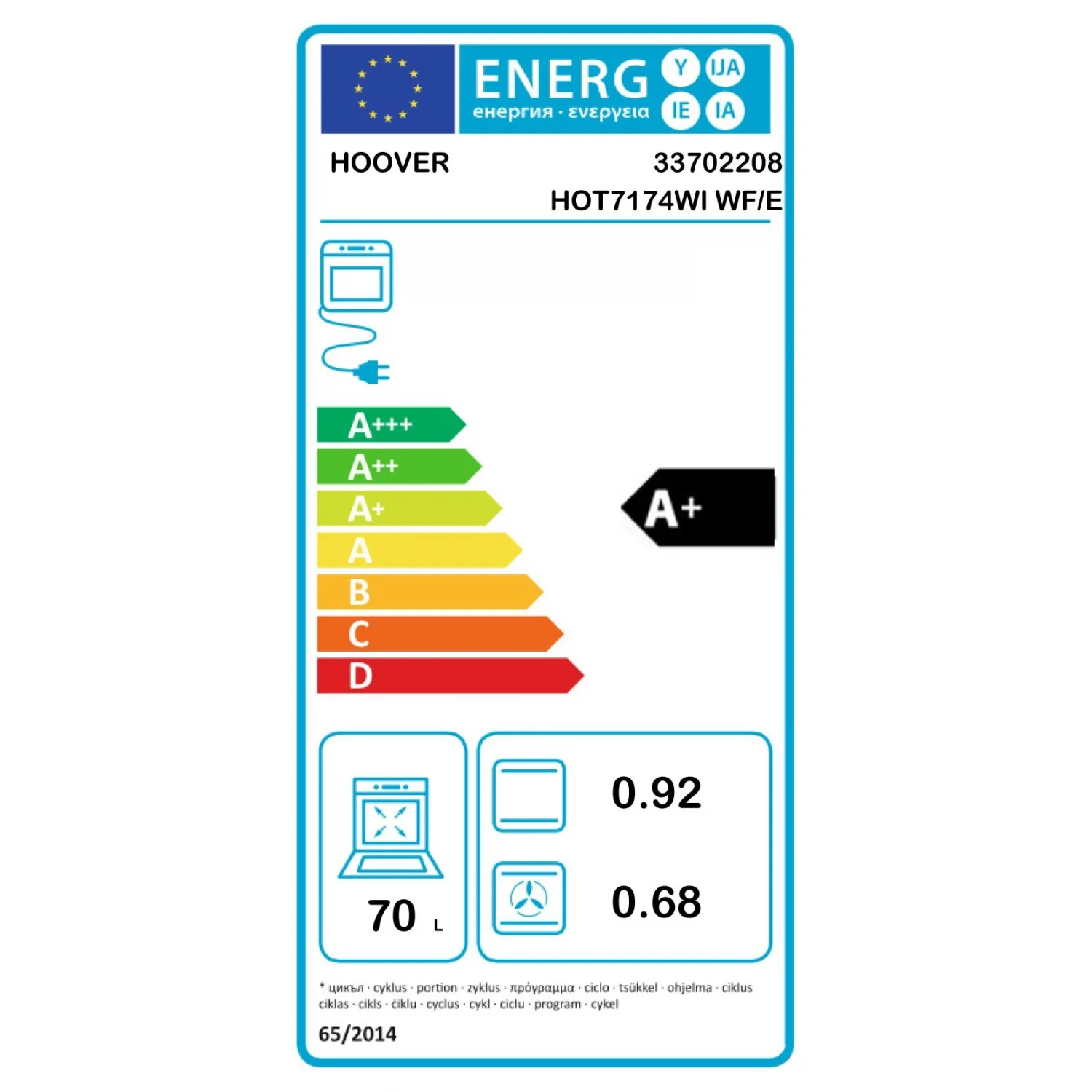 Hoover multifunktionsovn A+ HOT7174WI
