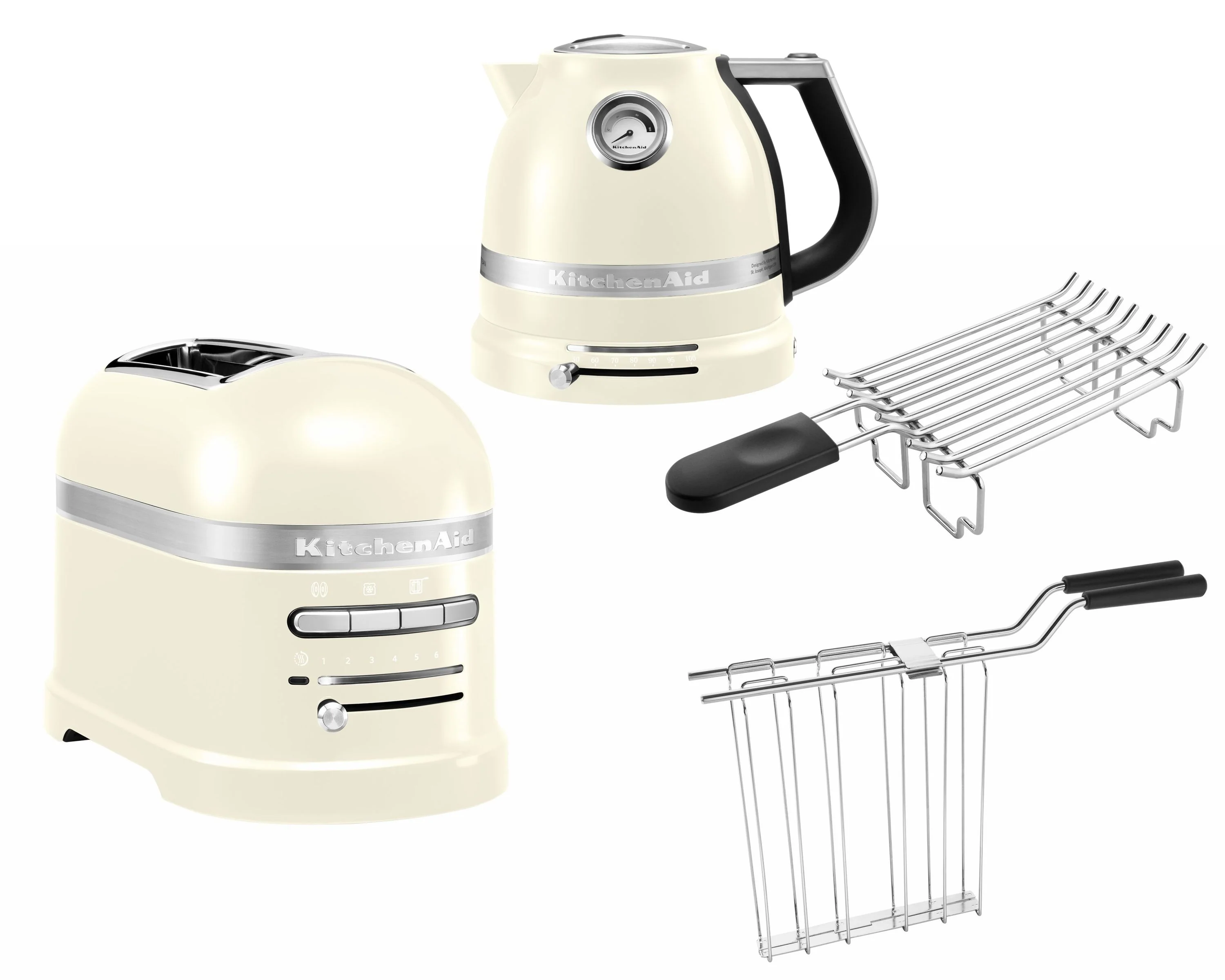 Ensemble petit-déjeuner KitchenAid Artisan 2025 avec bouilloire 5KEK1522, grille-pain 2 fentes 5KMT2204 et support à petits pains