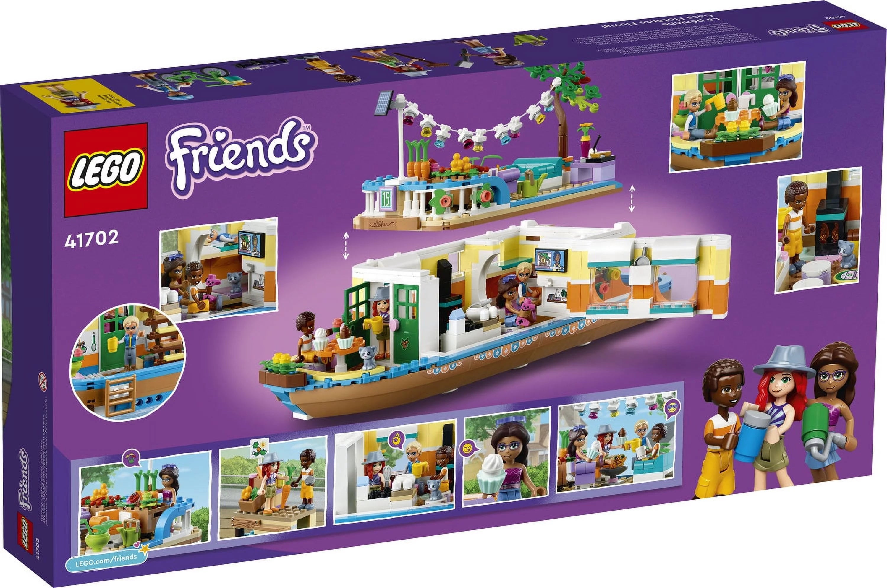 LEGO Friends Canal Houseboat 41702 Kit de construction ; Comprend 4 mini-poupées, dont Mia, et 1 animal ; Cadeau d