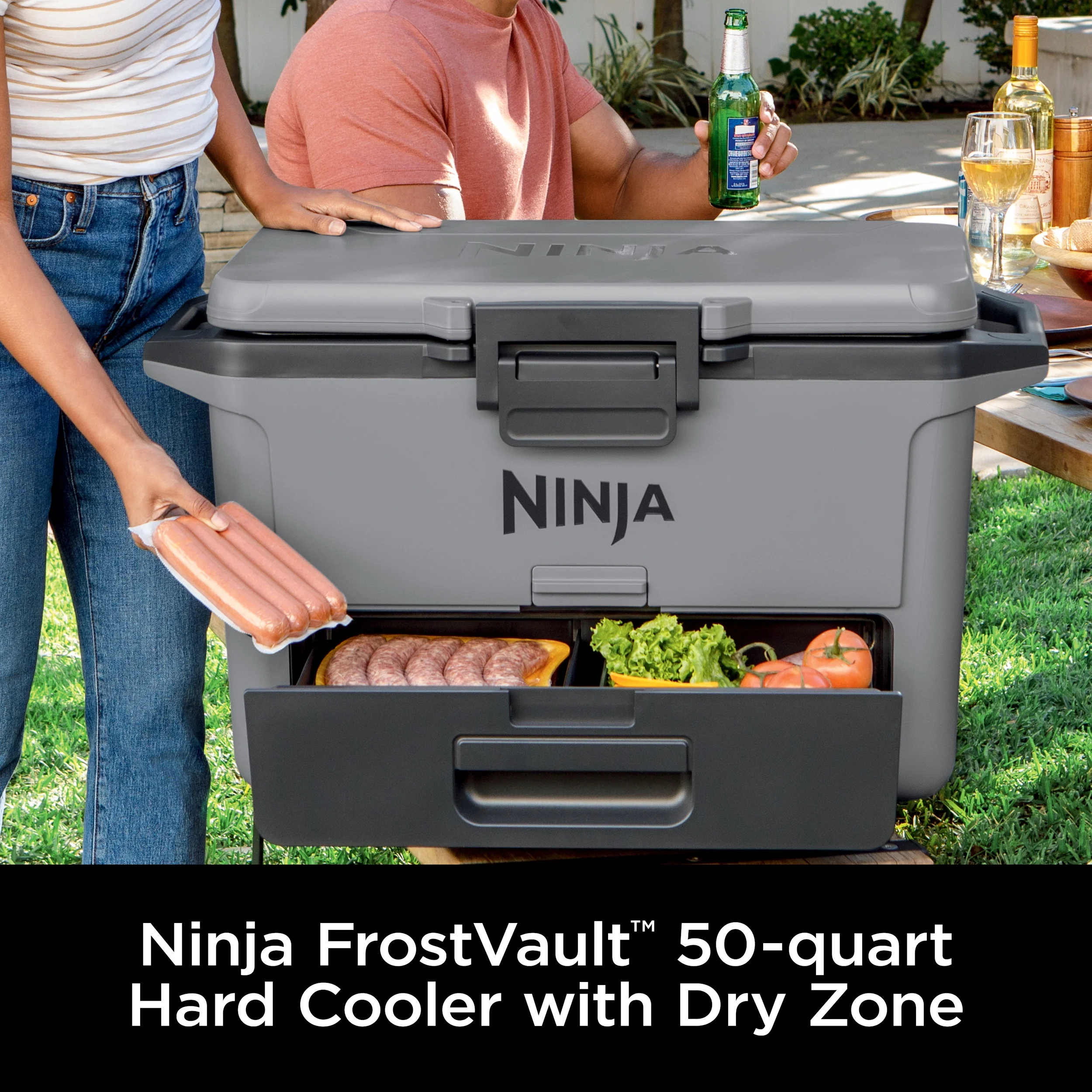 Ninja Frostvault 50qt Hard Cooler with Dry Zone, Gray, FB151GY