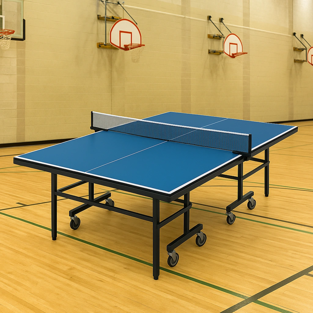 Table de ping-pong avec cadre en métal, bleue, matériau durable, pour une utilisation intérieure/extérieure, 274 x 152,5 x 76 cm