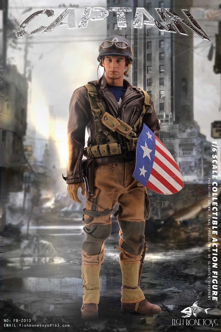 (In Stock)Fish Bone Toys America World War II Captain 1/6 Action Figure FB-Z013