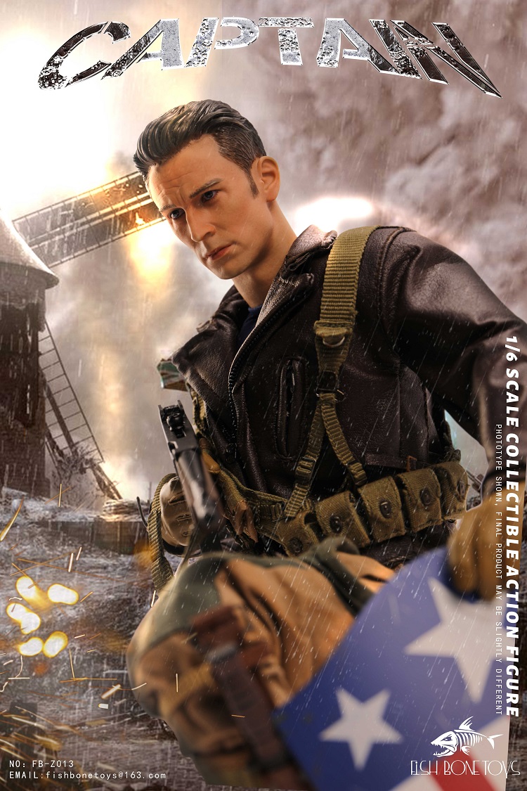 (In Stock)Fish Bone Toys America World War II Captain 1/6 Action Figure FB-Z013