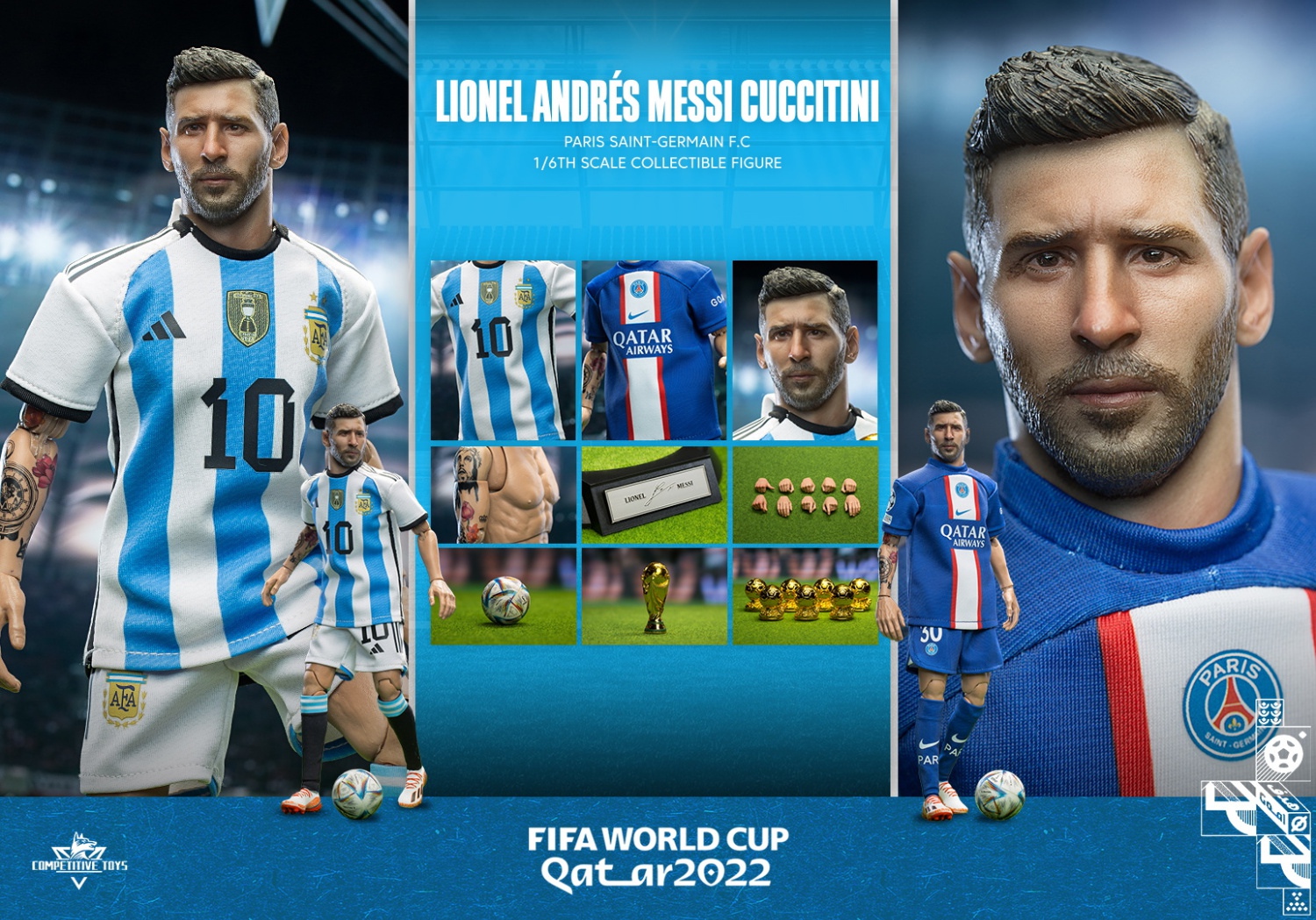 (In Stock)Competitive Toys Com001 1/6 Lionel Andres Messi Cuccitini FIFA WORLD CUP QATAR 2022