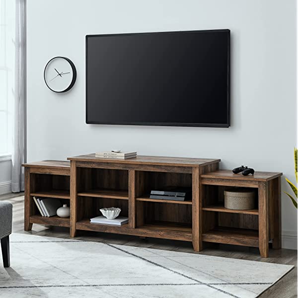 Walker Edison Wren Classic 4 Cubby TV Stand for TVs up to 65 Inches, 58 Inch, Black Black 58 InchTV Stand