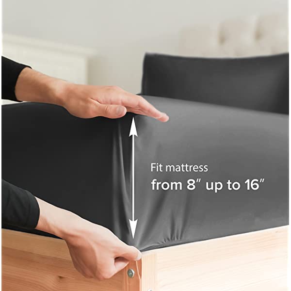 Queen Size Sheet Set - 4 Piece - Hotel Luxury Bed Sheets - Extra Soft - Deep Pockets - Easy Fit - Breathable & Cooling Sheets - Wrinkle Free - Comfy – Dark Grey Bed Sheets - Queens Sheets – 4 PC Queen Grey