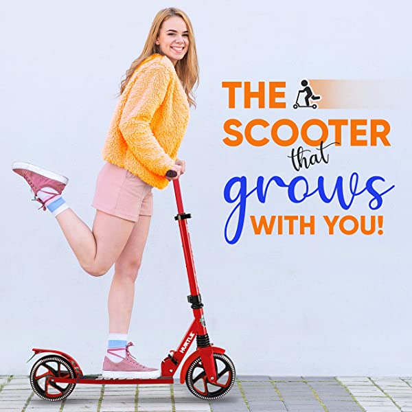 Hurtle Scooter – Scooter for Teenager – Kick Scooter – 2 Wheel Scooter with Adjustable T-Bar Handlebar – Folding Adult Kick Scooter with Alloy Anti-Slip Deck Pink