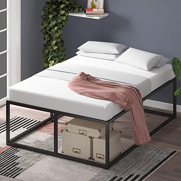 ZINUS Joseph Metal Platforma Bed Frame / Mattress Foundation / Wood Slat Support / No Box Spring Needed / Sturdy Steel Structure, Queen Queen 14 Inch