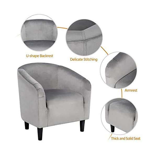 Yaheetech Set of 2 Modern Style Accent Barrel Chair Upholstered Chair Arm Chair Club Chair for Living Room Bedroom Reception Room Office Ivory
