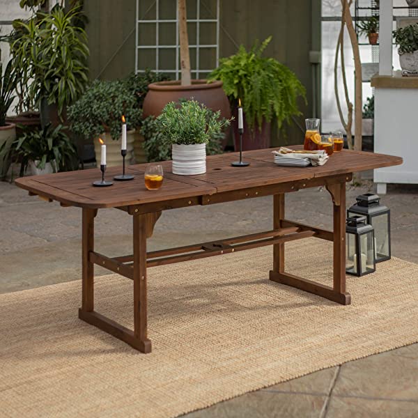 Walker Edison 5 Person Outdoor Wood Chevron Patio Furniture Dining Set Table Chairs Bench All Weather Backyard Conversation Garden Poolside Balcony, 4 Piece, Brown Brown 4 Piece Dining Set