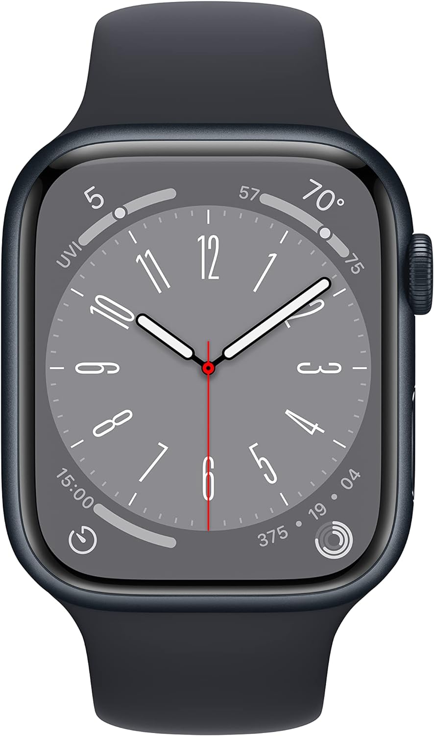 Apple Watch Series 8 (GPS) Smartwatch - (Product) Aluminum Case with (Product) Sport Band - Regular. Fitness tracker, blood oxygen and EKG app, waterproof