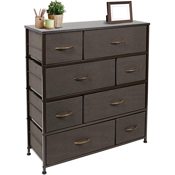 Sorbus Dresser with 8 Drawers - Furniture Storage Chest Tower Unit for Bedroom, Hallway, Closet, Office Organization - Steel Frame, Wood Top, Easy Pull Fabric Bins (White)