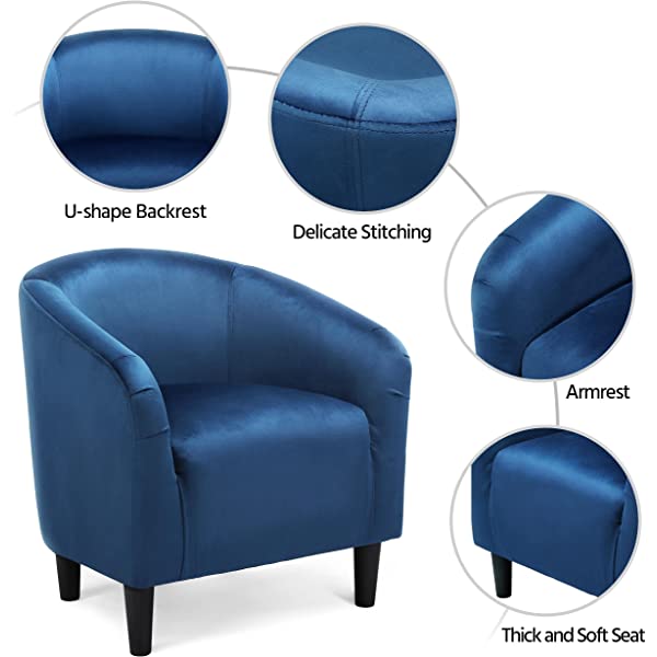 Yaheetech Set of 2 Modern Style Accent Barrel Chair Upholstered Chair Arm Chair Club Chair for Living Room Bedroom Reception Room Office Ivory