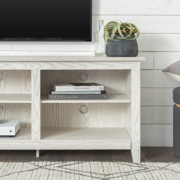 Walker Edison Wren Classic 4 Cubby TV Stand for TVs up to 65 Inches, 58 Inch, Black Black 58 InchTV Stand