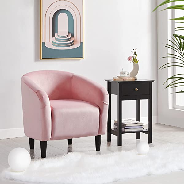 Yaheetech Set of 2 Modern Style Accent Barrel Chair Upholstered Chair Arm Chair Club Chair for Living Room Bedroom Reception Room Office Ivory