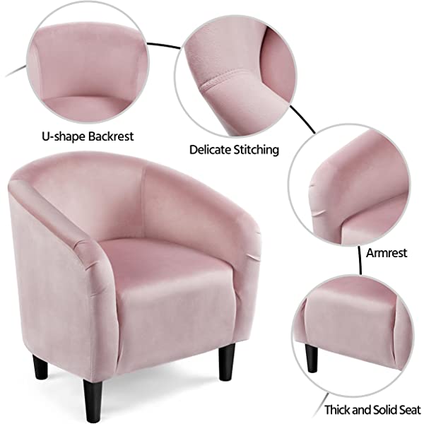 Yaheetech Set of 2 Modern Style Accent Barrel Chair Upholstered Chair Arm Chair Club Chair for Living Room Bedroom Reception Room Office Ivory
