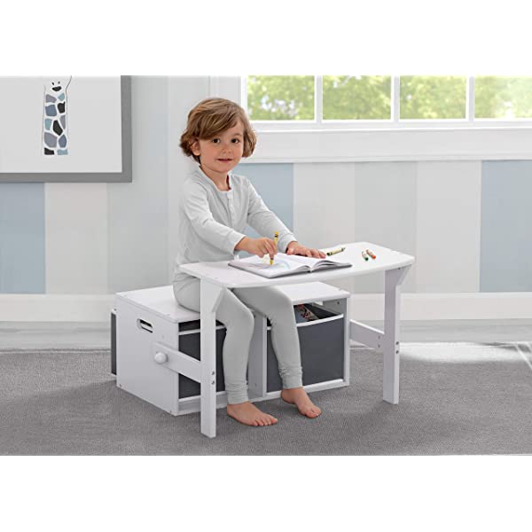 Delta Children MySize Kids Convertible Activity Bench, Bianca White Bianca White MySize
