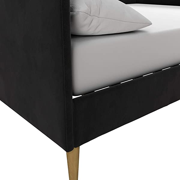 DHP Franklin Mid Century Upholstered Daybed, Sofa Bed, Twin Size Frame, Tan Linen Linen Twin Tan