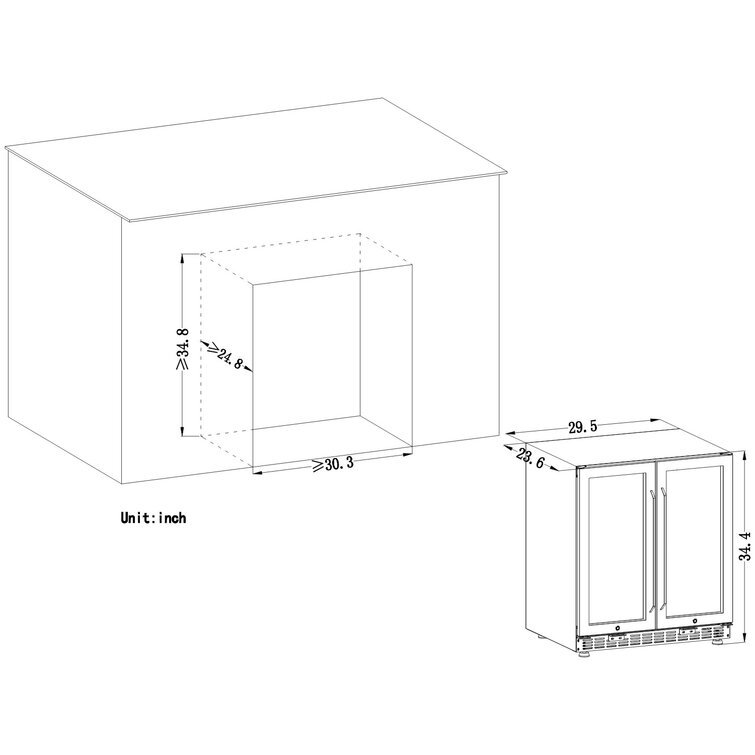 33 Bottle and 70 Can Freestanding Refrigeration Dual Zone Freestanding/Built-In Wine & Beverage Refrigerator (Part number: LW3370B)