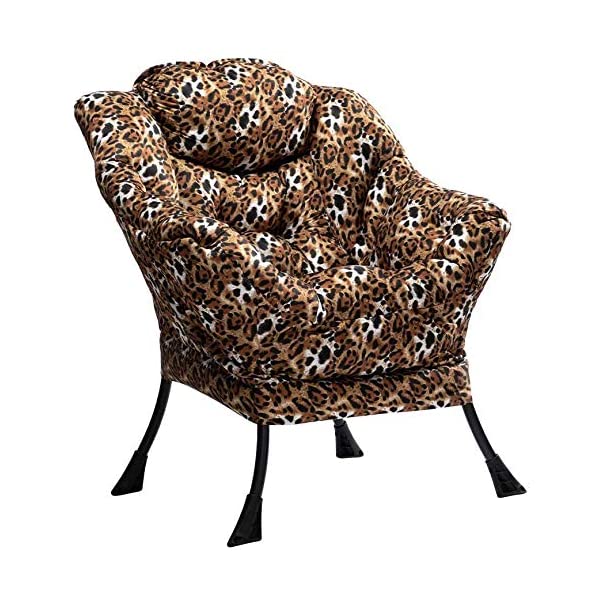 AbocoFur Modern Large Cotton Fabric Lazy Chair,Accent Contemporary Lounge Chair, Single Steel Frame Leisure Sofa Chair with Armrests and A Side Pocket, Beige