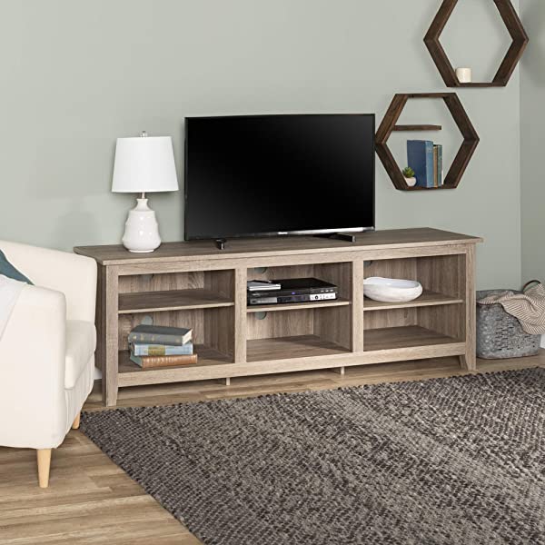 Walker Edison Wren Classic 4 Cubby TV Stand for TVs up to 65 Inches, 58 Inch, Black Black 58 InchTV Stand