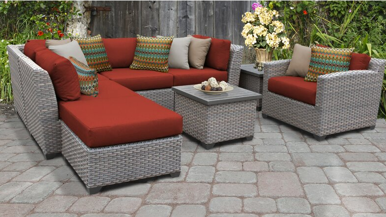 Merlyn Wicker/Rattan 6 – Person Seating Group with Cushions