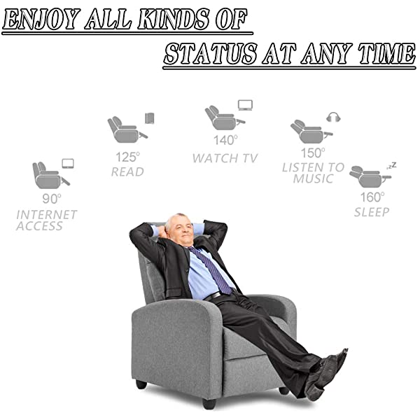 Recliner Chair for Living Room Massage Recliner Sofa Reading Chair Winback Single Sofa Home Theater Seating Modern Reclining Chair Easy Lounge with PU Leather Padded Seat Backrest (Brown)