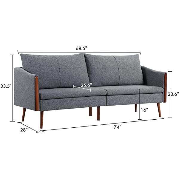 Vonanda Faux Leather Sofa Couch, Modern Tufted 3-Seater Sofa with Clean Lines and Upholstered Artificial Leather for Compact Living Space, Chestnut Brown 3-seater sofa Chestnut Brown