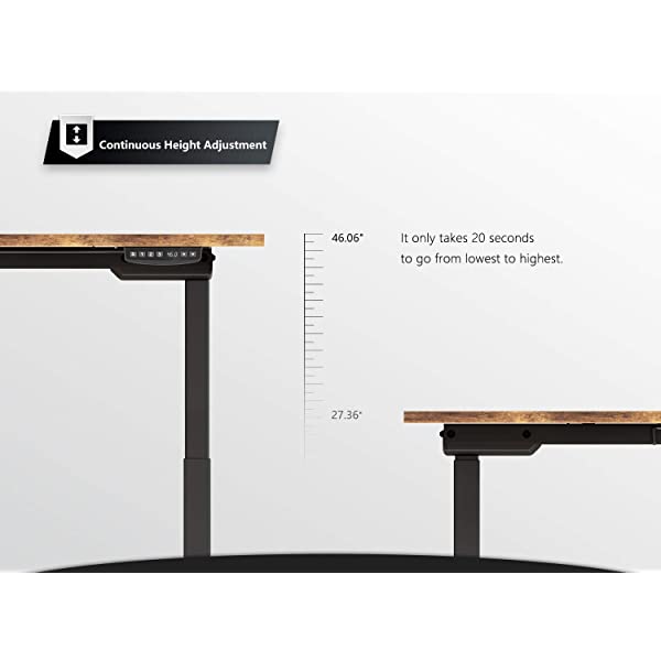 FEZIBO Dual Motor L-Shaped Electric Standing Desk, 48 Inches Height Adjustable Corner Desk, Full Sit Stand Home Office Table with Splice Board, Black Frame/Rustic Brown Top