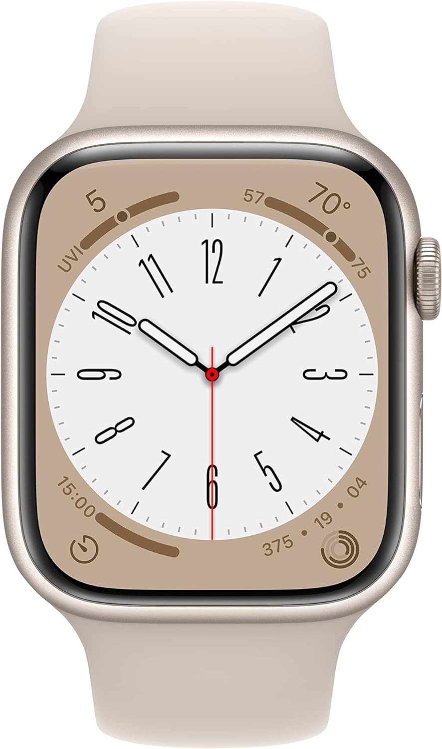 Apple Watch Series 8 (GPS) Smartwatch - (Product) Aluminum Case with (Product) Sport Band - Regular. Fitness tracker, blood oxygen and EKG app, waterproof