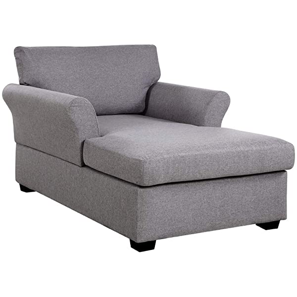 Casa Andrea Milano llc Classic and Traditional Ultra Comfortable Linen Living Room Fabric Chaise Couch Chair, Lounge, Grey
