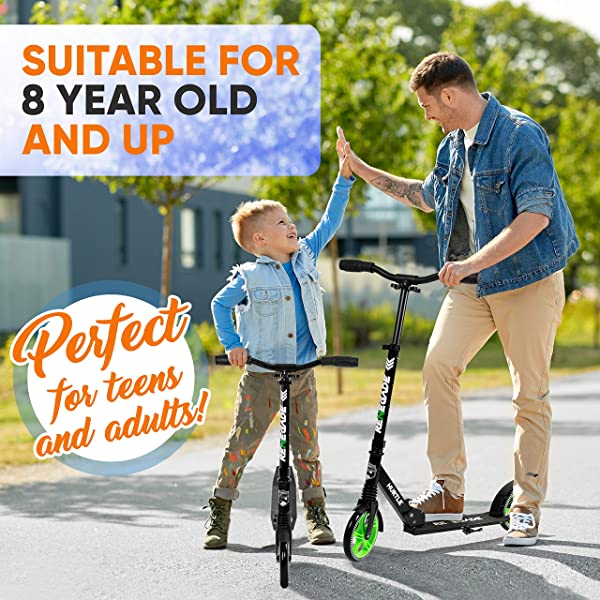 Hurtle Scooter – Scooter for Teenager – Kick Scooter – 2 Wheel Scooter with Adjustable T-Bar Handlebar – Folding Adult Kick Scooter with Alloy Anti-Slip Deck Pink