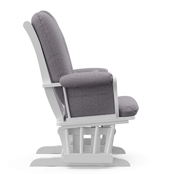 Storkcraft Tuscany Custom Glider and Ottoman with Free Lumbar Pillow, Black/Grey, Cleanable Upholstered Comfort Rocking Nursery Chair with Ottoman Black/Gray