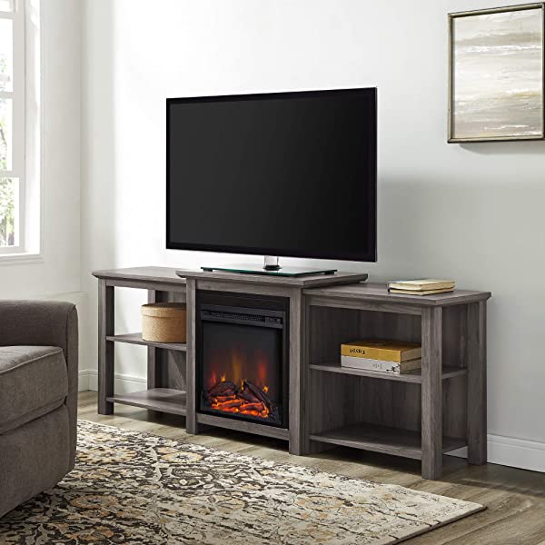 Walker Edison Wren Classic 4 Cubby TV Stand for TVs up to 65 Inches, 58 Inch, Black Black 58 InchTV Stand