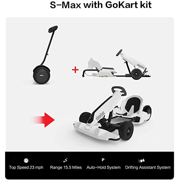 Segway Ninebot Electric GoKart Pro and Gokart Bundle, Outdoor Race Pedal Go Karting Car for Kids and Adults, Adjustable Length and Height, Ride On Toys Gokart Pro (with Ninebot S MAX)