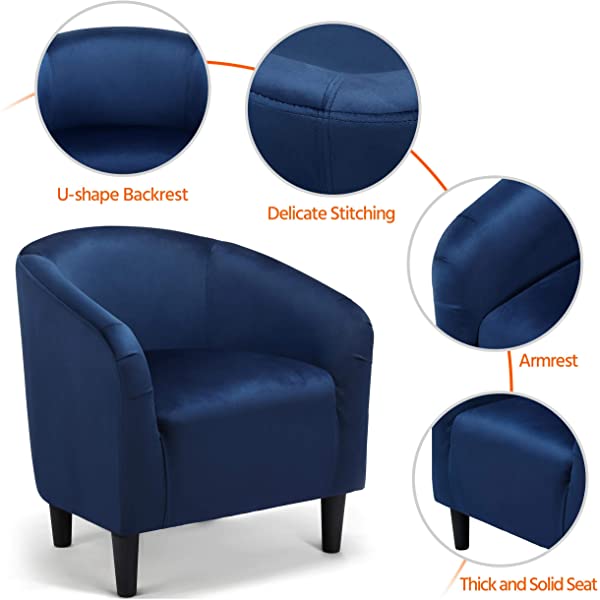 Yaheetech Set of 2 Modern Style Accent Barrel Chair Upholstered Chair Arm Chair Club Chair for Living Room Bedroom Reception Room Office Ivory