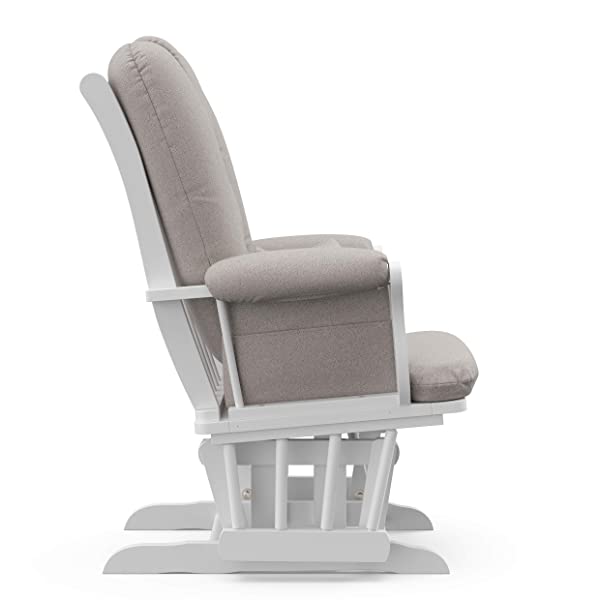 Storkcraft Tuscany Custom Glider and Ottoman with Free Lumbar Pillow, Black/Grey, Cleanable Upholstered Comfort Rocking Nursery Chair with Ottoman Black/Gray