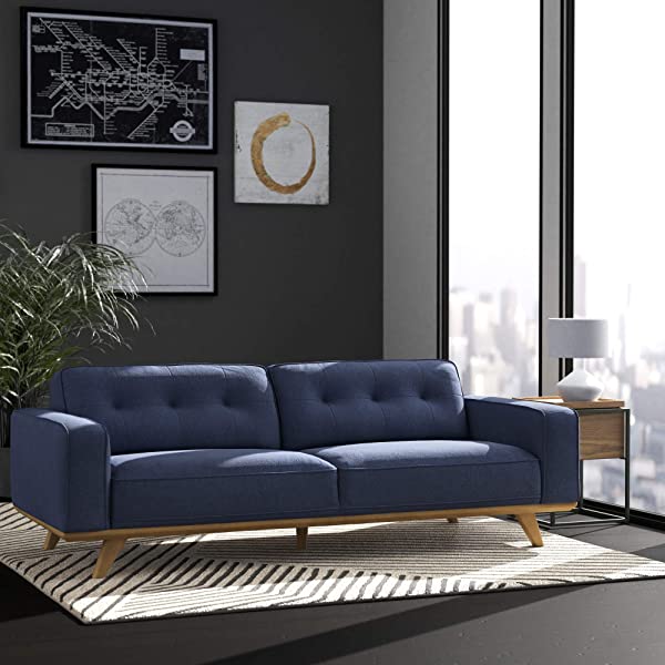 Amazon Brand – Rivet Bigelow Modern Oversized Leather Accent Chair with Wood Base, 44.1